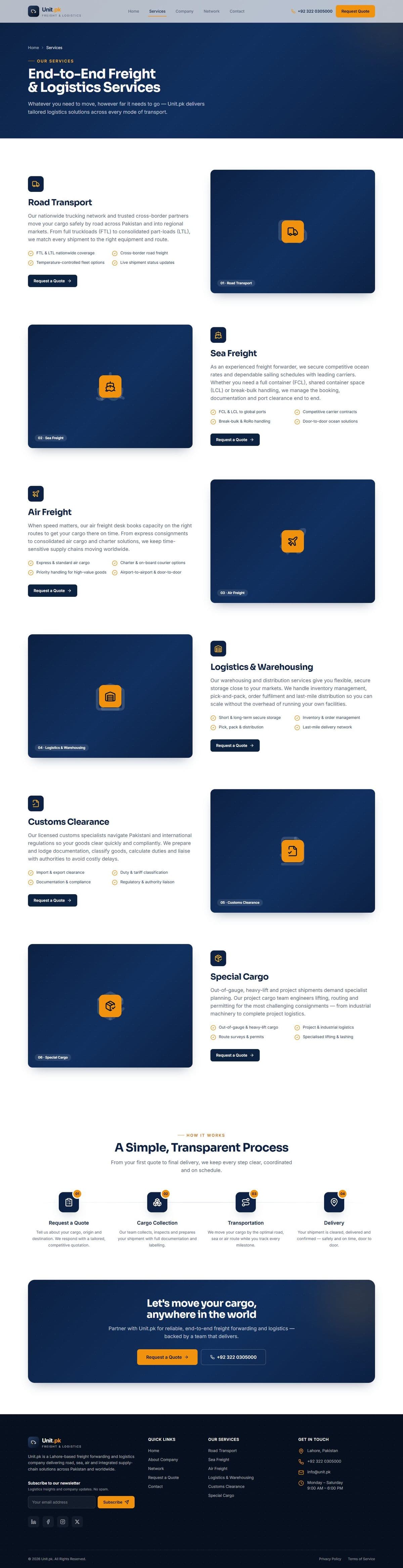 Services — end-to-end freight solutions