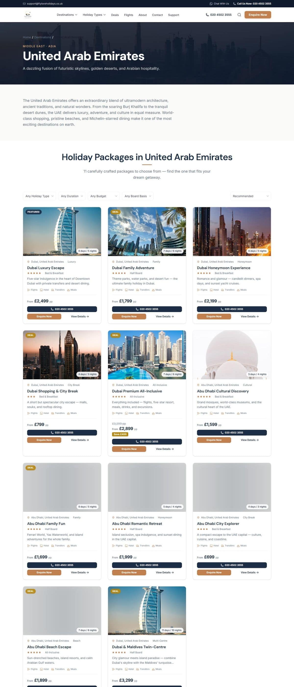 UAE holiday packages page