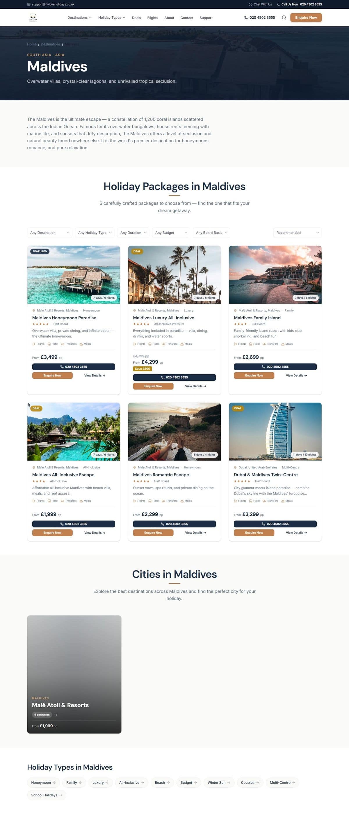 Maldives holiday packages page