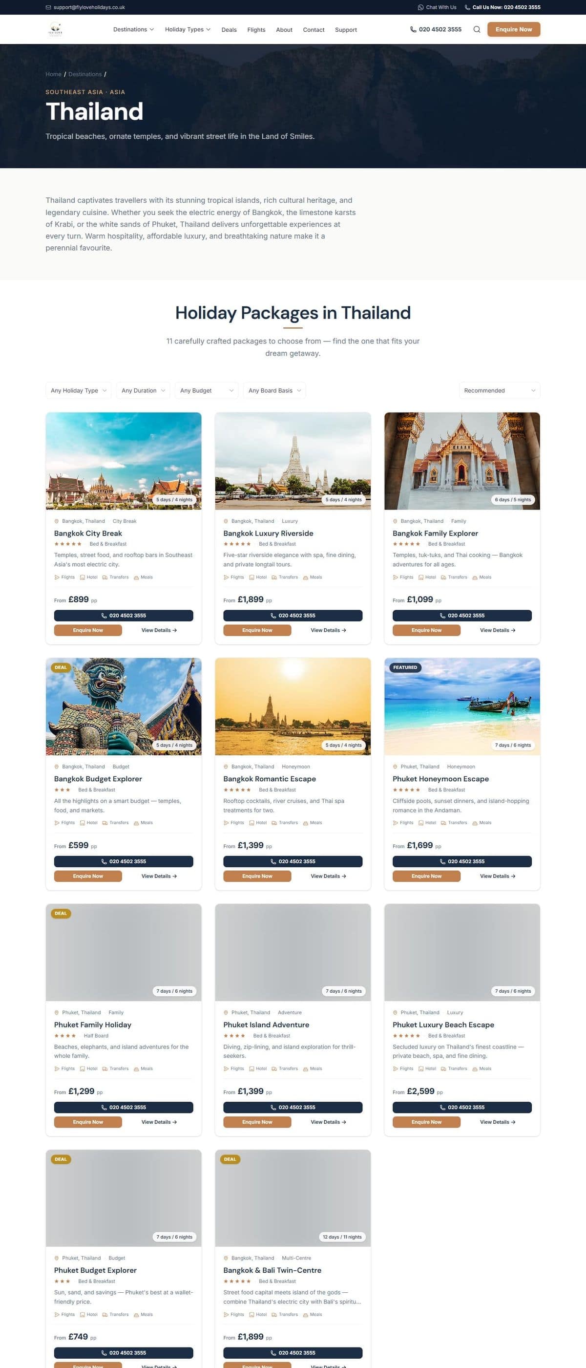 Thailand holiday packages page