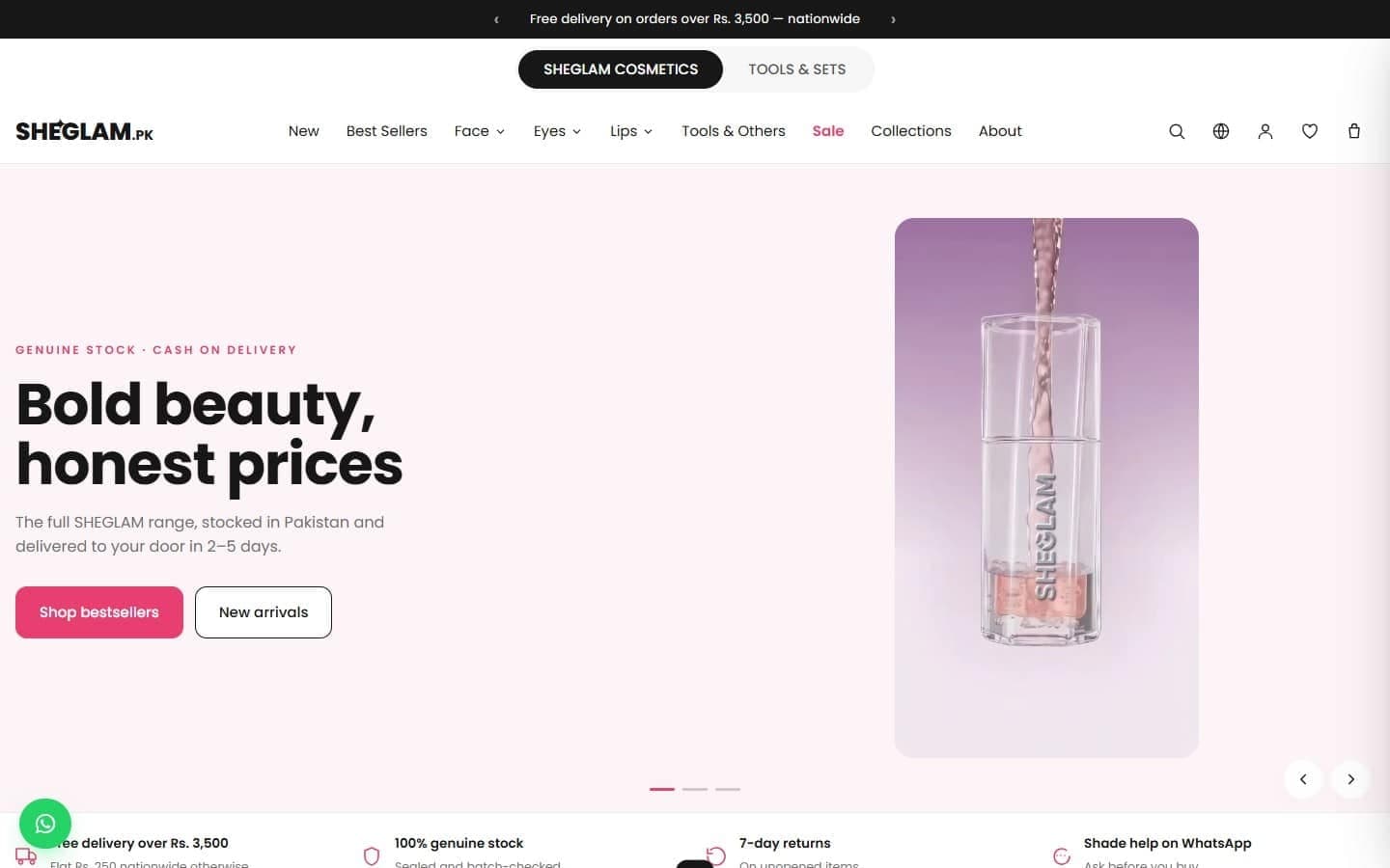 SHEGLAM PK — SHEGLAM makeup eCommerce store homepage