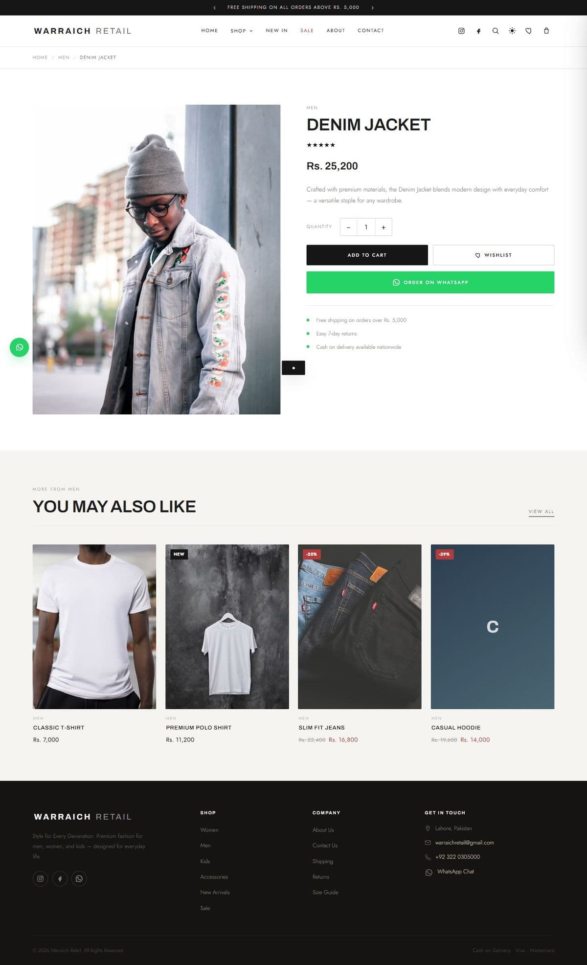Product page — denim jacket