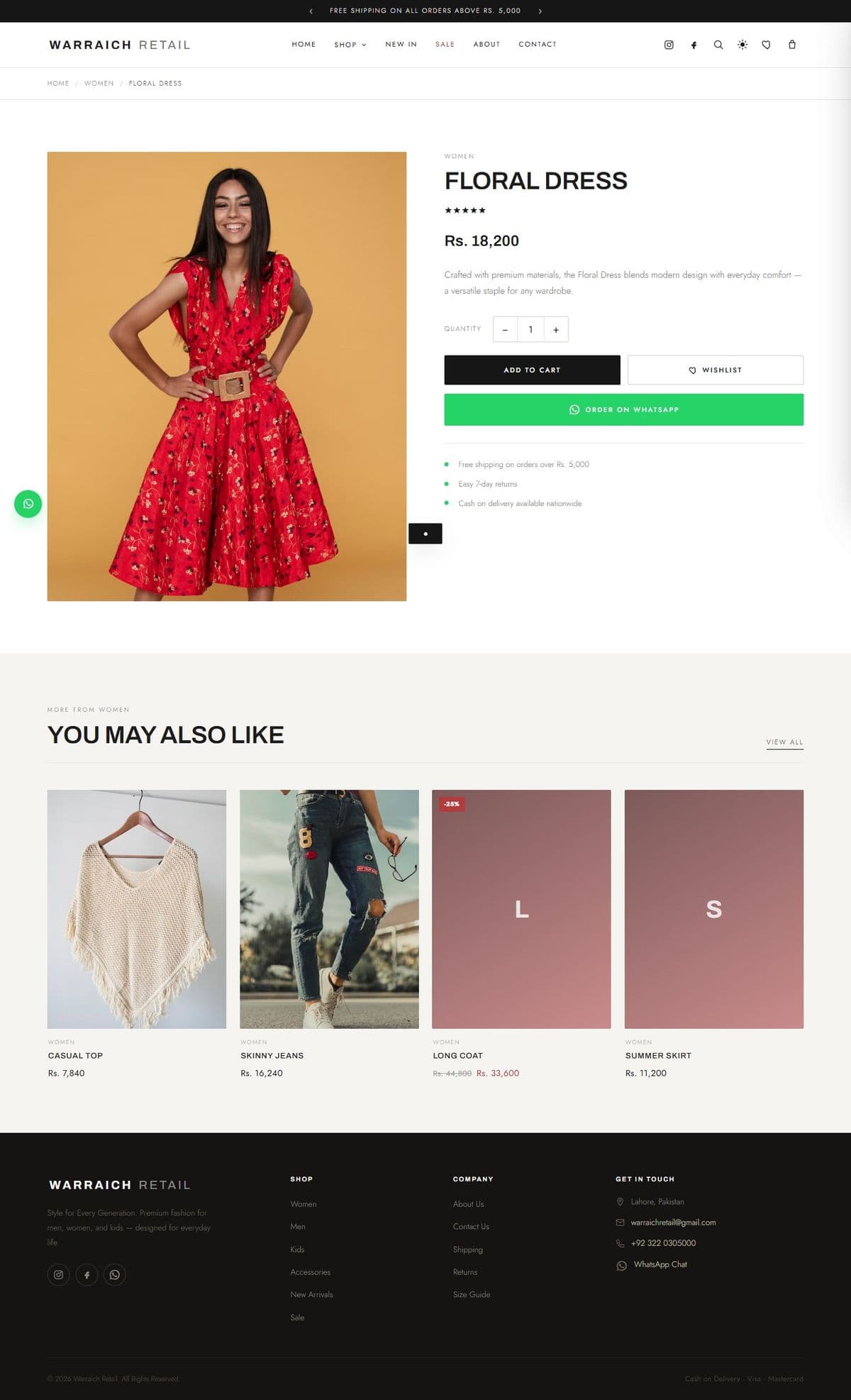 Product page — floral dress