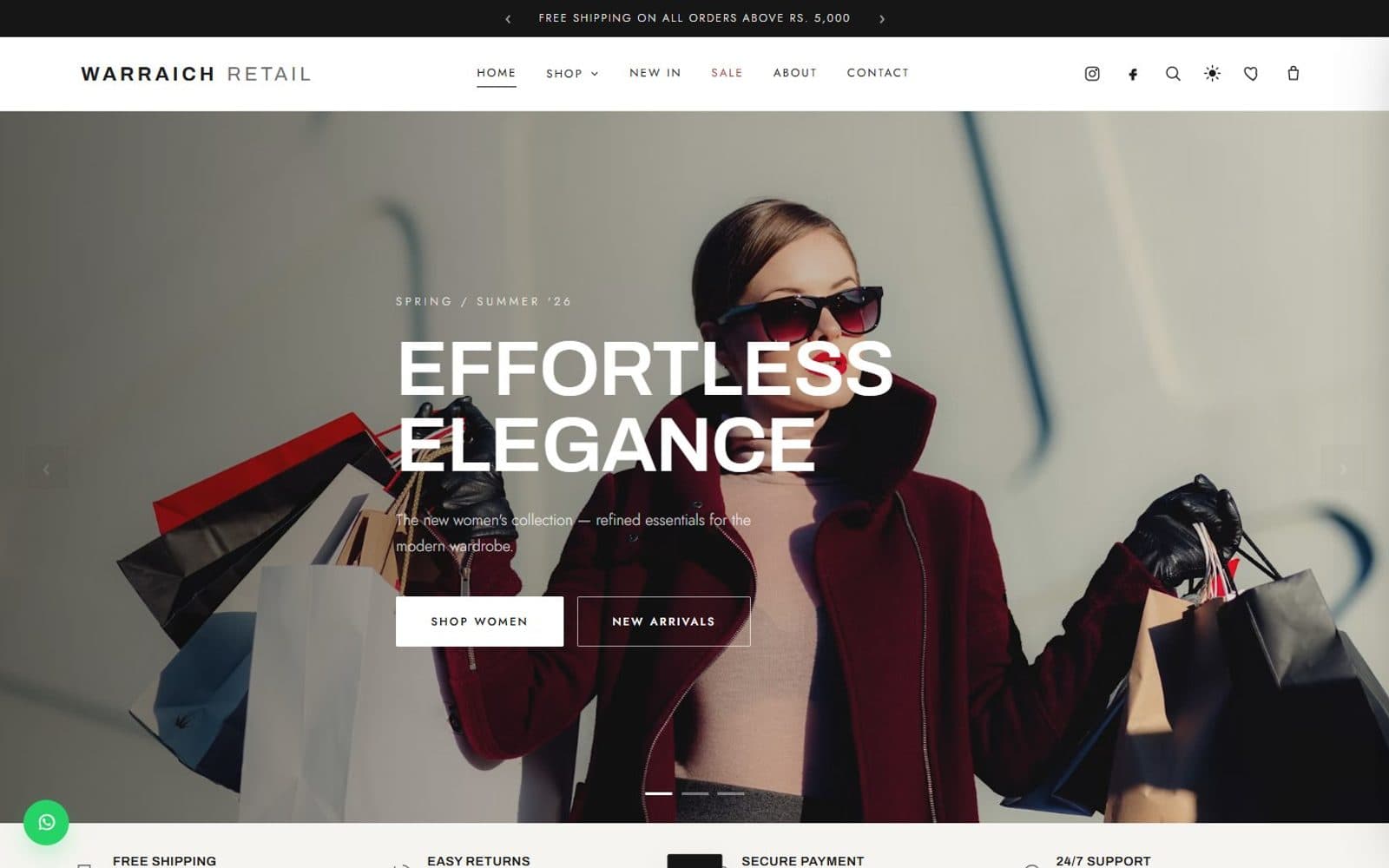 Warraich Retail — fashion & retail eCommerce store homepage